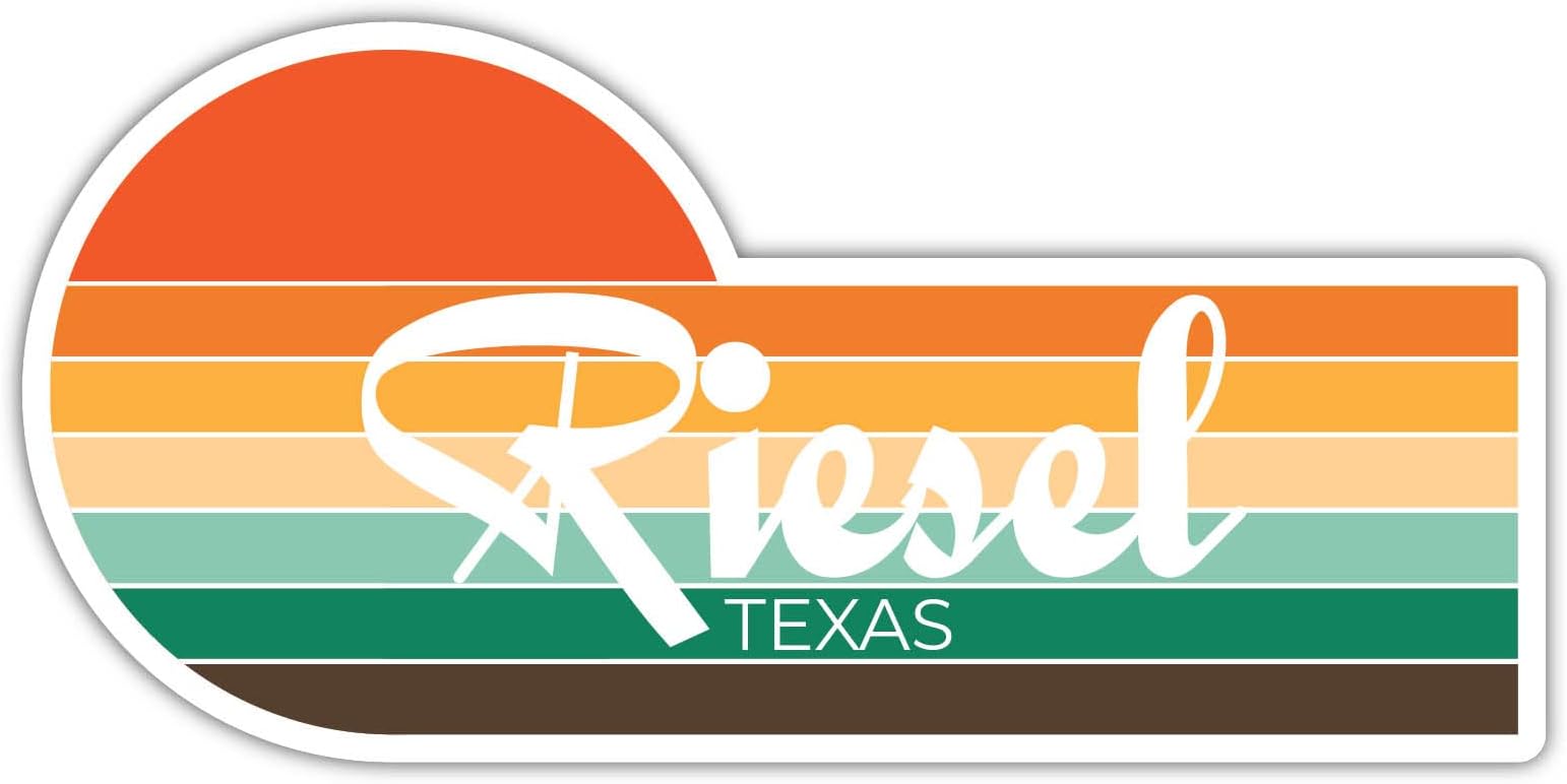 Riesel Texas 4 x 2.25 Inch Sticker Retro Vintage Sunset City 70s Aesthetic Design
