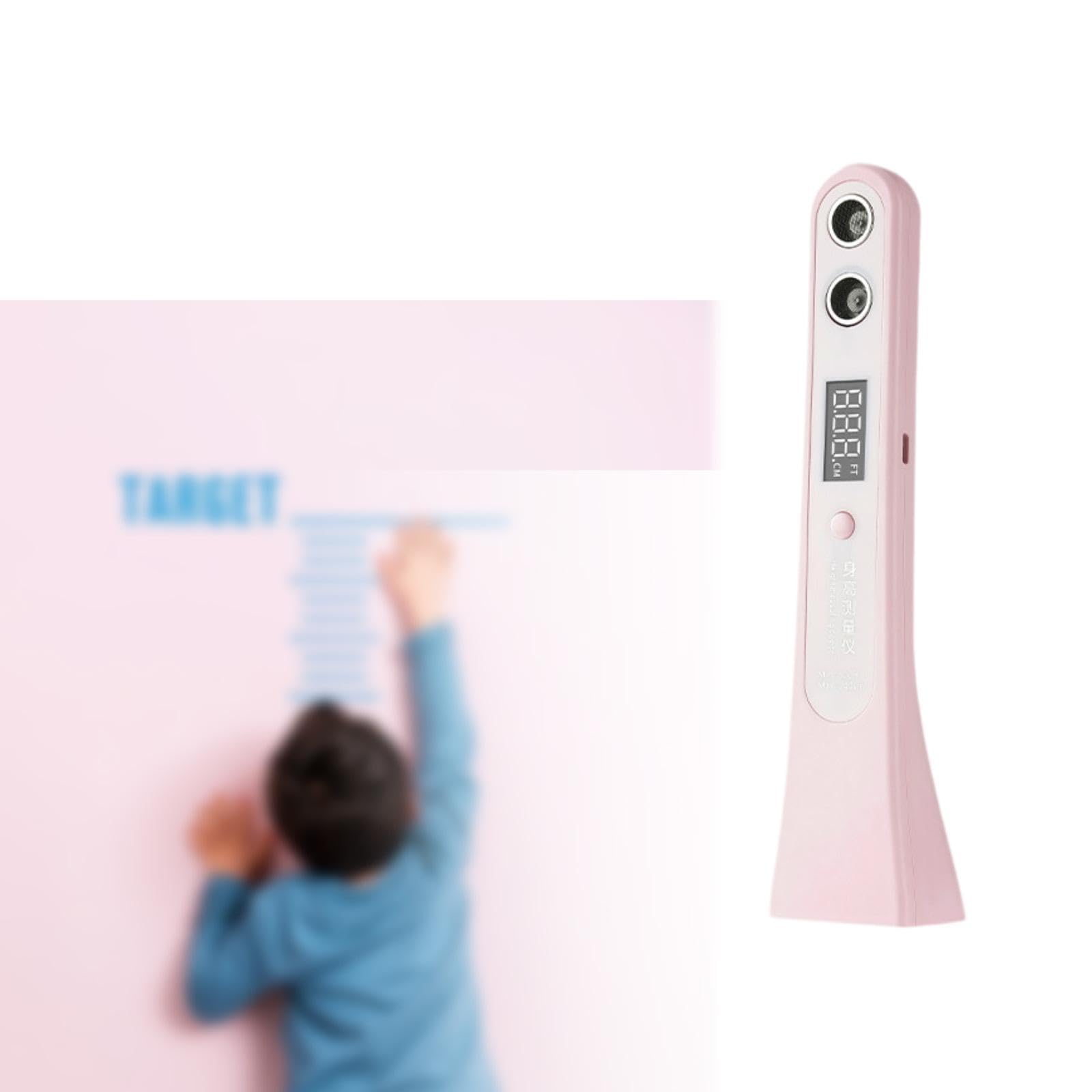 Sharplace Medidor de Altura Portátil con Pantalla Digital, de Medición, Sonido, Medición Precisa, Medidor de Altura de Crecimiento Portátil de 8 W, Rosa