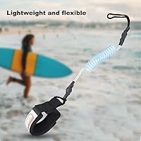 Vista 6 de Correa de pie para tabla de surf, tobillo ajustable, tabla de surf en espiral, tabla de cuerda de pierna de remo en espiral para embarque de remo