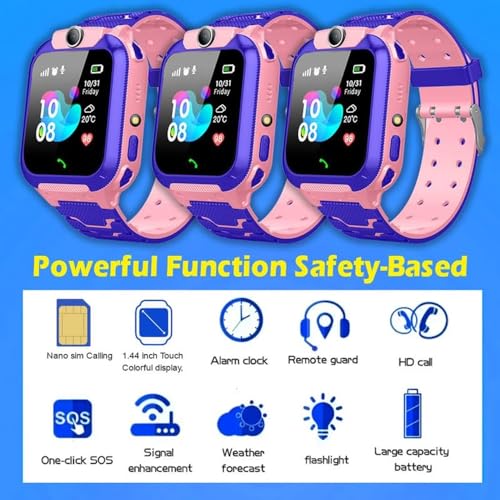 Image of GameSir Q18 Kids Smart Watch 1.44 inch TFT Display 3G / 4G SIM Support, Learning & Gaming Apps, Gift Watch, Waterproof, LBS Tracking /GPS, 2 Way Calling Smart Watch for Boys & Girls (Pink)