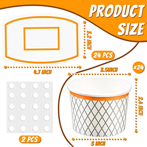 Basketball Hoop Snack Cups Basketball Party Decorations Paper Party Supplies Kids Paper Snack Cups Disposable Treat Food Bowls for Ball Themed Birthday Favors(24 Pieces)