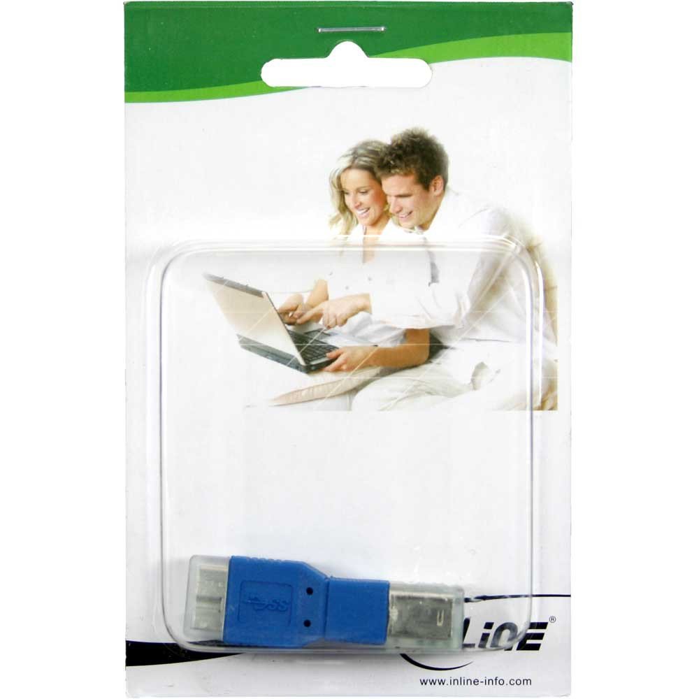 InLine USB 3.0 Adaptor - Adaptateur pour Câble (USB 3.0 B, USB 3.0 Micro B, Mâle/Mâle, Bleu)