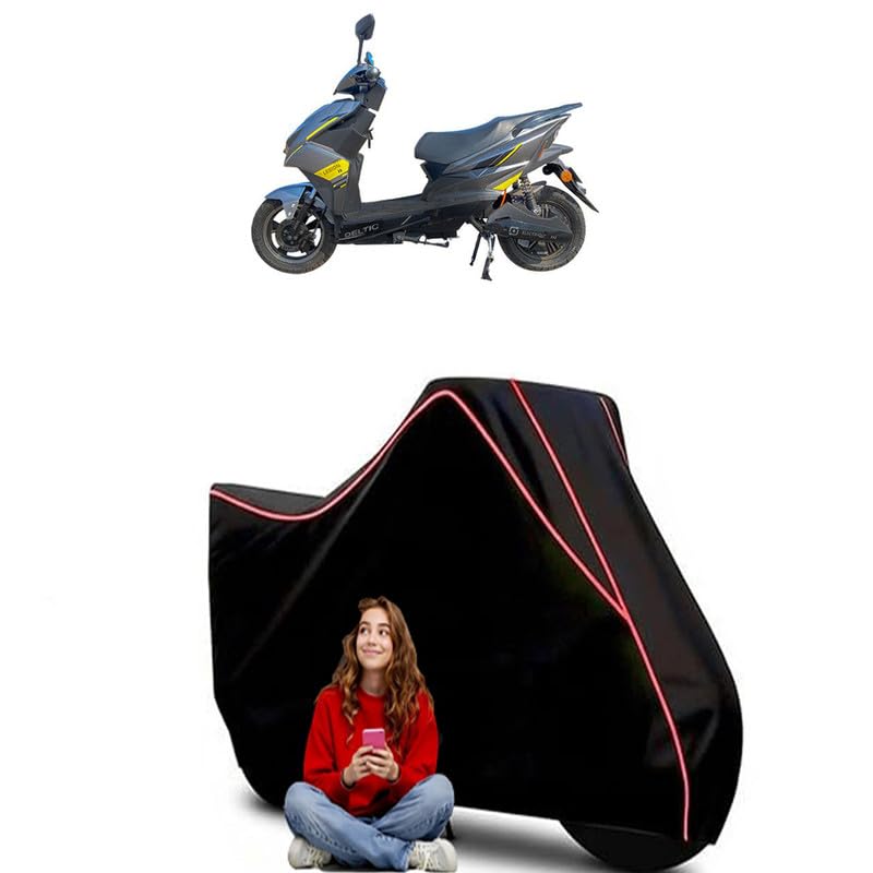 Image of Deltic Legion Scooty Bike Cover Water Resistant Outdoor Use Universal Fit Scooters Motorcycles Heavy Duty UV Protection Dust Rain Scratch Resistant Elastic Bottom Black Blue Piping