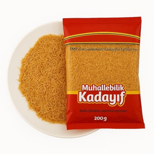 Kataifi Knafeh Shredded Filo Dough - Dried Pastry Dough for Dubai Chocolate Bar, Kunafa, Pistachio Filling - Kadayif Phyllo Dough Sheets for Bakery Desserts - (0.44lb) 200gr