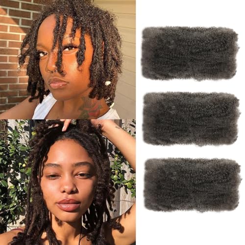 SHIHERESH 8 Inch Afro Kinky Curly Braiding Hair Bulk for Dreadlock Extensions 3 Bundles Marley Twist Hair Bulk for Micro Locs Spring Afro Twist Braids and Repair Locs (4#,30g /Pack)