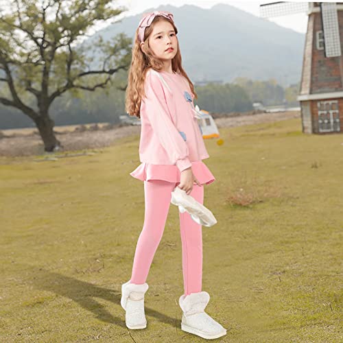 Girls Fleece Lined Leggings with Skirt Winter Warm Girls Tutu Skirt Pants for 2-10 Years3