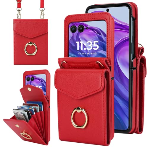 Étui Motorola Razr Ultra 2025 Asuwish avec bandoulière et porte-carte