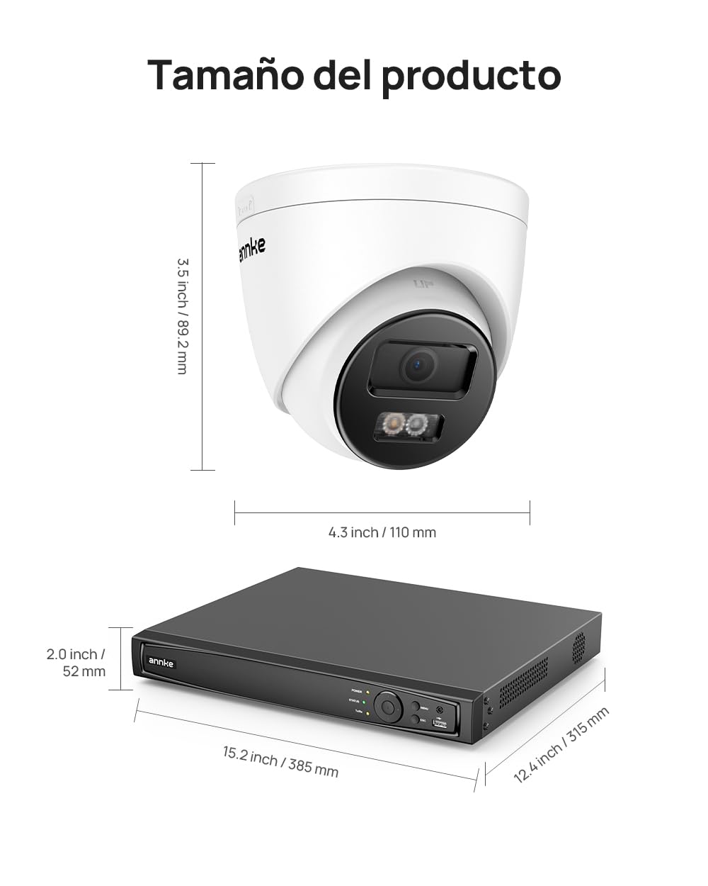 ANNKE Kit de vigilancia 16 canales 4K, 8 cámaras IP PoE 8MP, detección IA persona/vehículo, visión nocturna color 30m, HDD 4TB, IP67