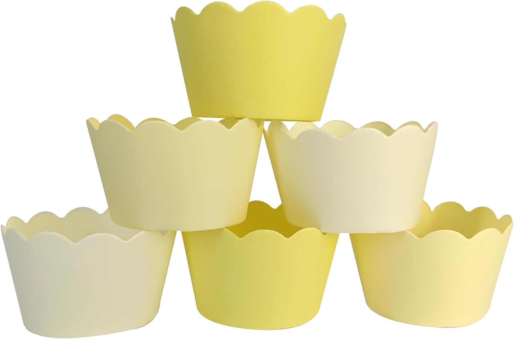 Mybbshower 60 Count- Solid Colors Scalloped Cupcake Wrappers for Anniversary, Birthday, Graduation, Wedding, Bridal Shower Baby Shower Parties Decorations (yellow)