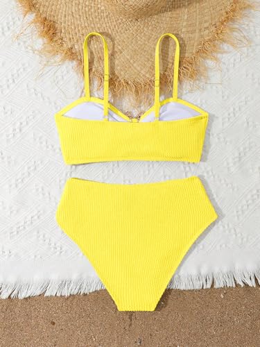 Image of RoseSeek Girl's 2 Piece Padded Bathing Suit Wireless Starfish Swimsuit Spaghetti Strap Vacation Beachwear Set