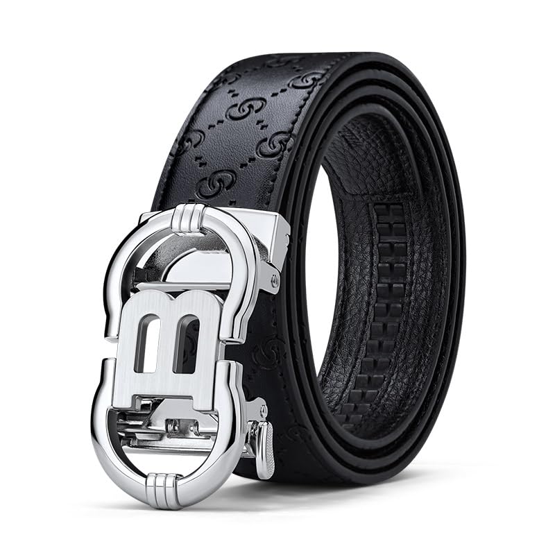 Fashion Genuine Leather Men’s Ratchet Belt Classic Dress Casual Adjustable Gift Box