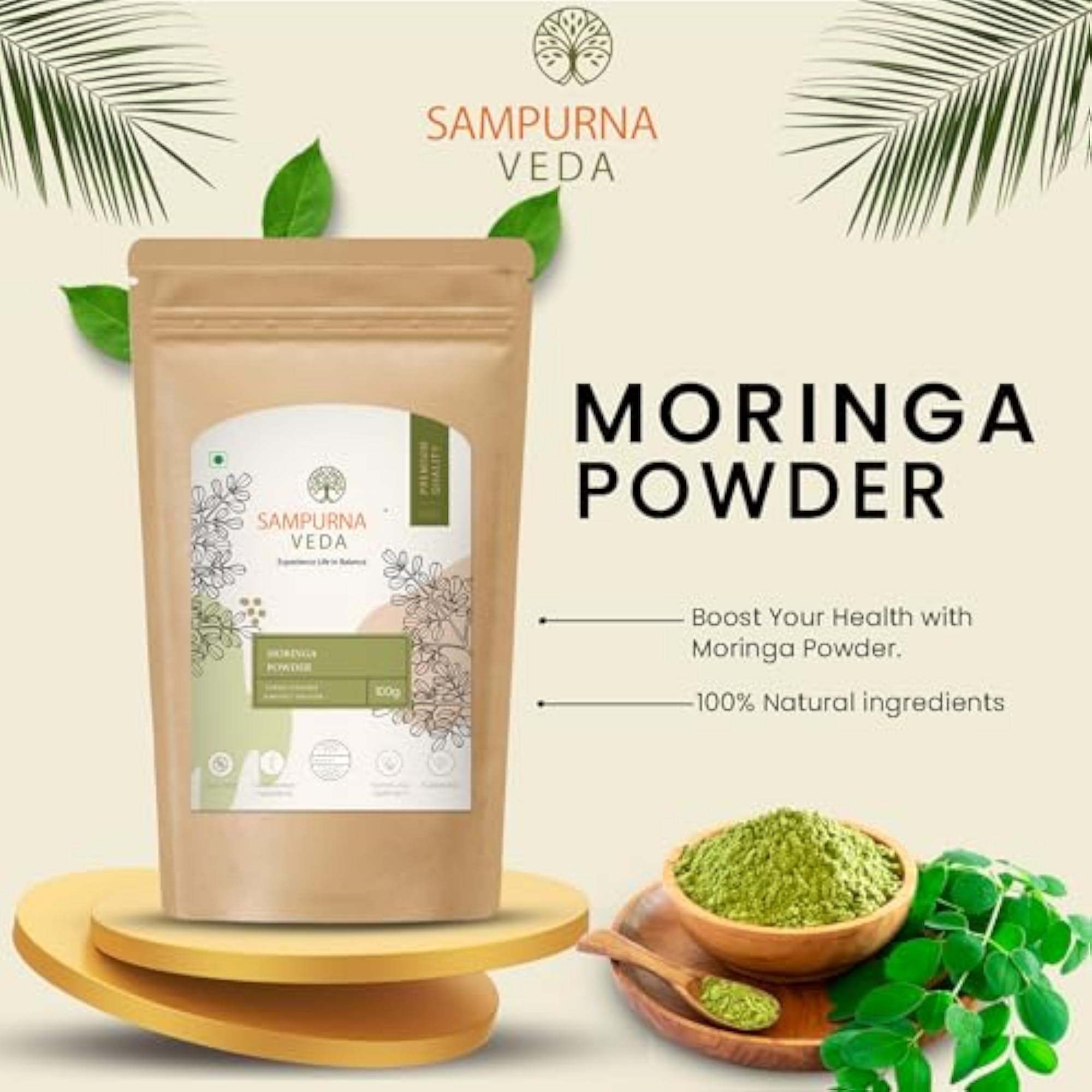 SampurnaVeda 100% Natural Moringa Powder, 100gm