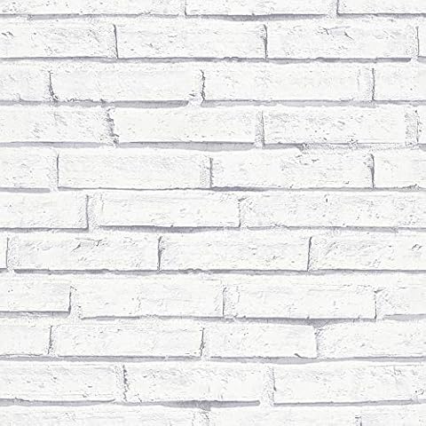 Papel pintado gofrado ladrillo imitación piedra pasillo gris/blanco Lutèce Authentic Walls Cover