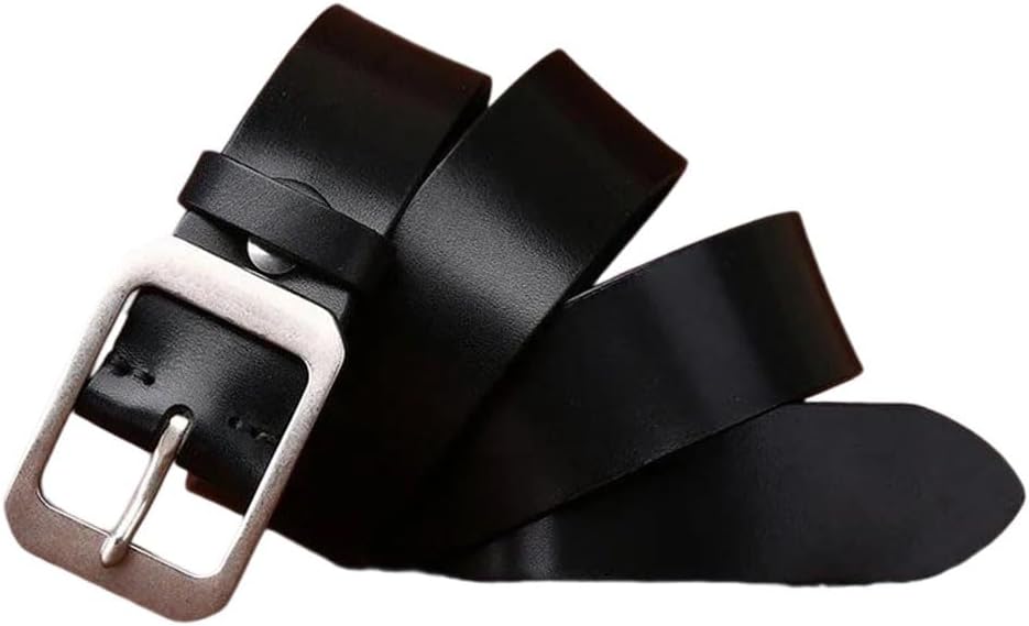 Men's Leather Belt - 3.8 cm Solid Cowhide with Steel Buckle for Casual Style