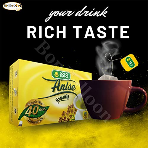 Isis Herbal Tea Organic Natural Egyptian Anise Tea Flower Anis Aniseed No Caffeine No Artificial Flavors No Artificial Coloring No Preservatives No Additives Non Gmo Kosher Halal 100 Bags ينسون #TOP5