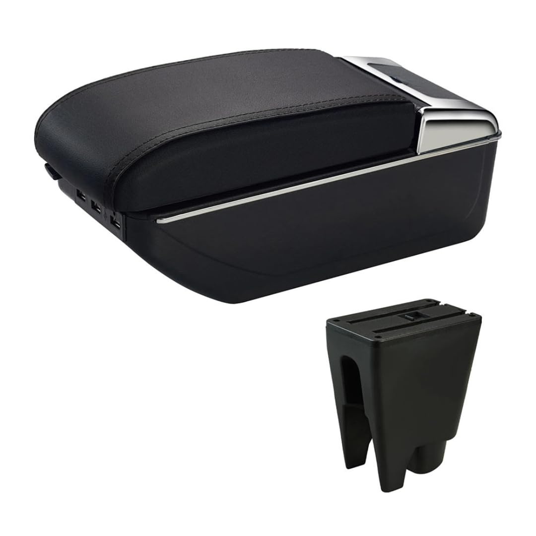 Toiumops Armrest for Citroen C1, Car Armrest Box Center Console Store Box(C2 Black Line USB)