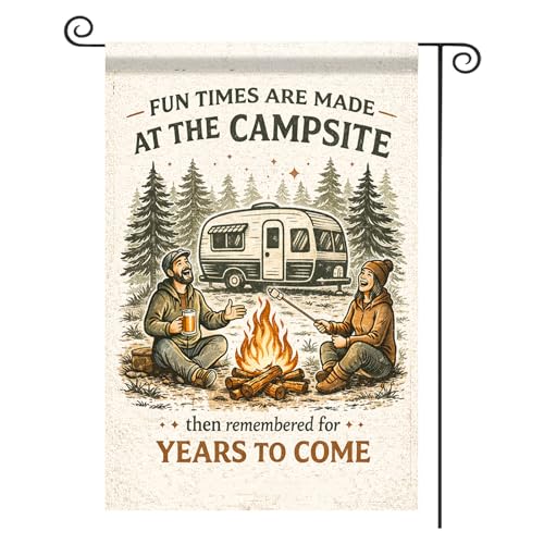 Image of Nuxovilar Camping Flag Fire Pit Garden Flag 12x18 Inches Polyester
