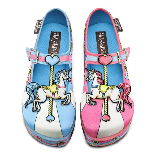 Image of Hot Chocolate Design Chocolaticas Funky Canvas Women's Mary Jane Flat Shoes, TIO Vivo, 6 UK