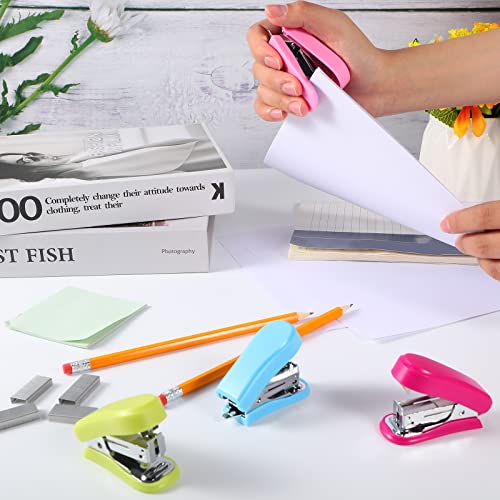 Petite agrafeuse de bureau anti-blocage Ctosree pour assembler les feuilles de cours bleues - 5