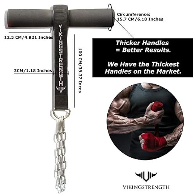 Vikingstrength Forearm Strengthener with Patented Thick Handles - Wrist Roller for Forearm Exercise, Grip Strength, and Injury Prevention