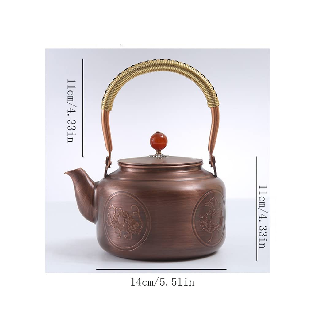 NEBE Tetera Olla de Cobre auspiciosa Creativa, Barril Recto con Tapa, Tetera de Regalo, Juego de té de Oficina, Olla de Cobre for hostelería Teapot