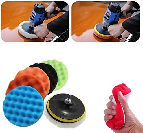 Aochol 7'' Polishing Pads Set, 8pcs Sponge & Woolen Polishing Waxing Buffing Pads Kit for Car