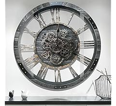 Deal Alert: DORBOKER 36" Extra Large Wall Clock with Moving Gears, Oversized Giant Industrial Steampunk Rustic Clocks for Wall Decor Living Room Home Office, Solid Wood Retro Metal,Carbon Grey - 20% Off!