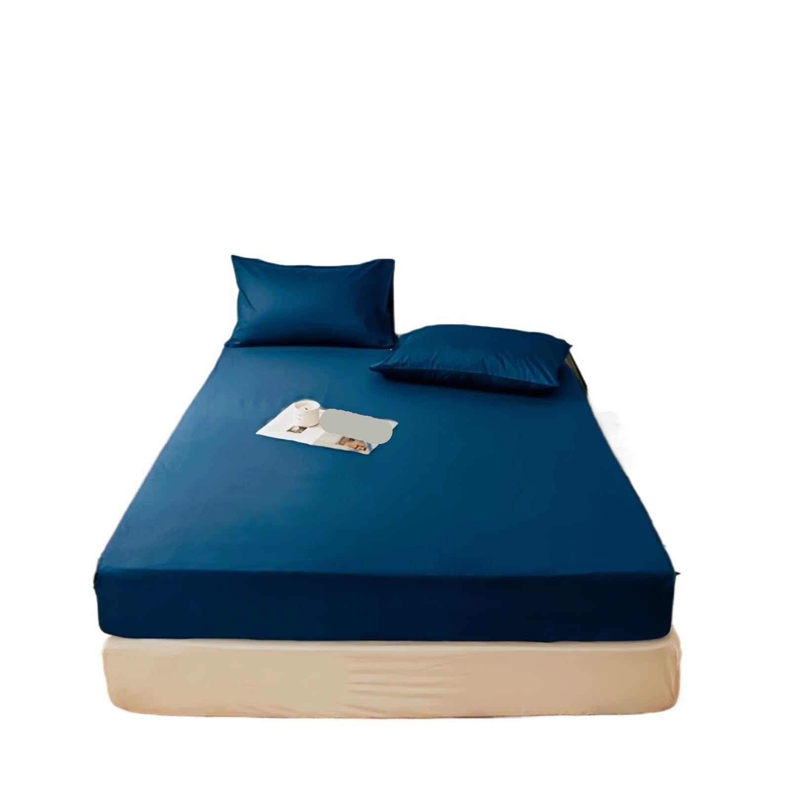 ZIHDKE 1pcs Bedding Set - Solid Color Fitted Sheet & Pillowcases Elastic Band Mattress Cover Included for Tatami(180x200cm)