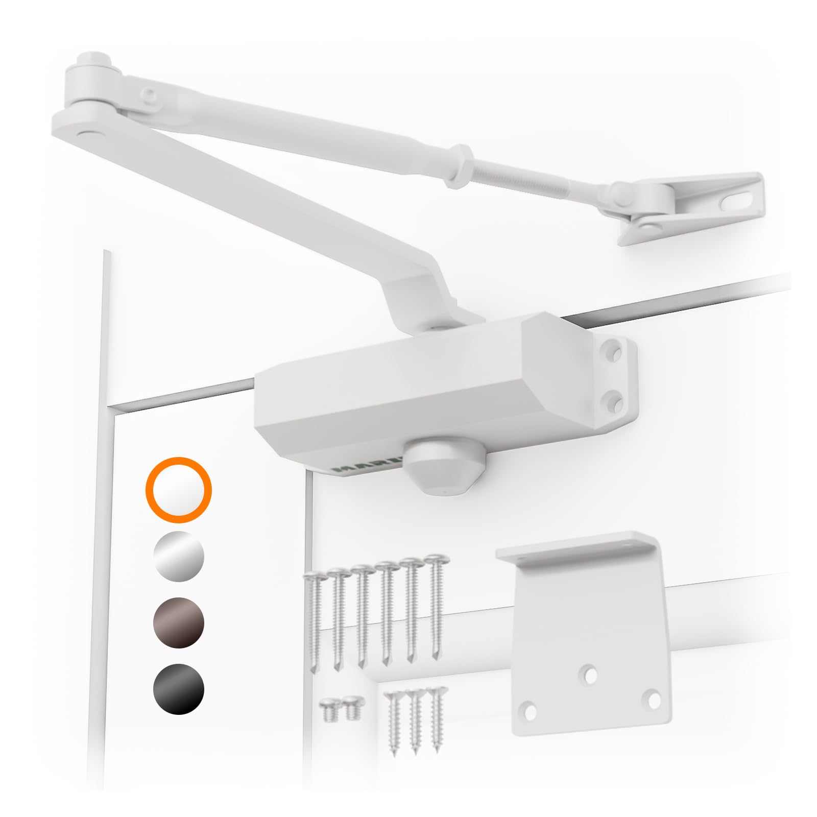 MARIE Door Closer Automatic Hydraulic Door Closers self Closing for Interior & Exterior ADC12 Aluminum Alloy 3-Layer Coating Adjustable Closing & Latching Speed for 25-45kg