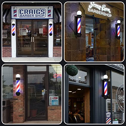 Noverlife 33.85In Barber Pole Led Sign, Barber Shop Pole Red Blue White Stripes Light, Classic Hair Salon Open Sign, Traditional Barbershop Ideas Wall Mount Rotating Light Waterproof Save Energy Lamp #TOP5