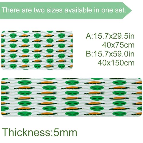 Tapis de cuisine antidérapants lot de 2 absorbants motif extraterrestre vert - 4