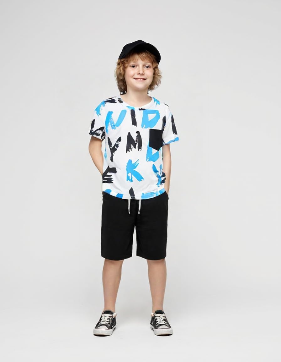 Size 6-12 Years Boys Summer Fall Outfits Set 2PCS Short Sleeve T-Shirt & Shorts Sets Teen Fashion Clothing Sets - Image 4