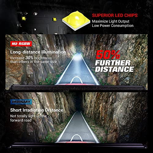 Mictuning Magical M2 Rgbw Led Light Bar - Dual Row 32 Inch Off Road Driving Light Combo Work Light With App, Control Box, Wiring Harness, Side & Bottom Brackets, Patent Pending #TOP1