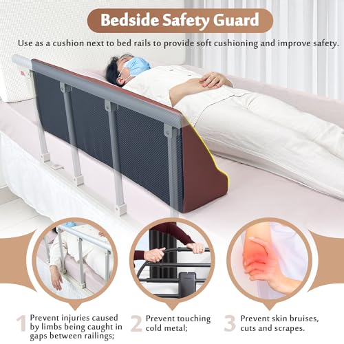 AOSSA Bed Rail Foam Wedge for Elderly Adults Safety Bed Rails Padding Railing Protector Seniors Assist Side Rails Bed Guard Hospital Medical Bumper Foam Cushion Covers Pads for Disabled 7 X 11 X 34''