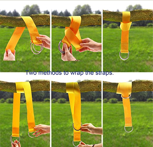 Haibro Outdoor Camping Hammock Tree Straps-Two 10 Ft Extra Long Straps Ropes Adjustable With 2 Carbine Hooks For Single Hammock And Double Hammocks -Holds 2200Lbs Heavy Duty #TOP5