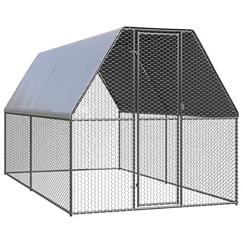 Tidyard Hühnerkäfig Hühnerstall Hühnerhaus Geflügelstall Freilaufgehege Hühnervoliere Kaninchenstall Freilauf Verzinkter…