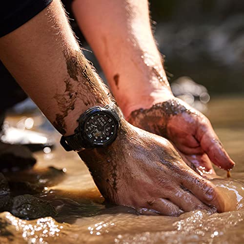 Image of PlayBetter Garmin Instinct Crossover Hybrid Rugged Smartwatch Bundle Portable Charger & Screen Protectors (Solar Tactical, Black)