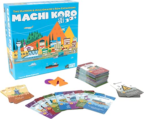 Image of Pandasaurus Games Machi Koro THE EXPANSIONS - Harbor and Millionaire's Row Expansion Sets,Fast-Paced Dice Rolling Board Game for Kids and Adults,Ages 8+,2-5 Players,30-45 Min Playtime