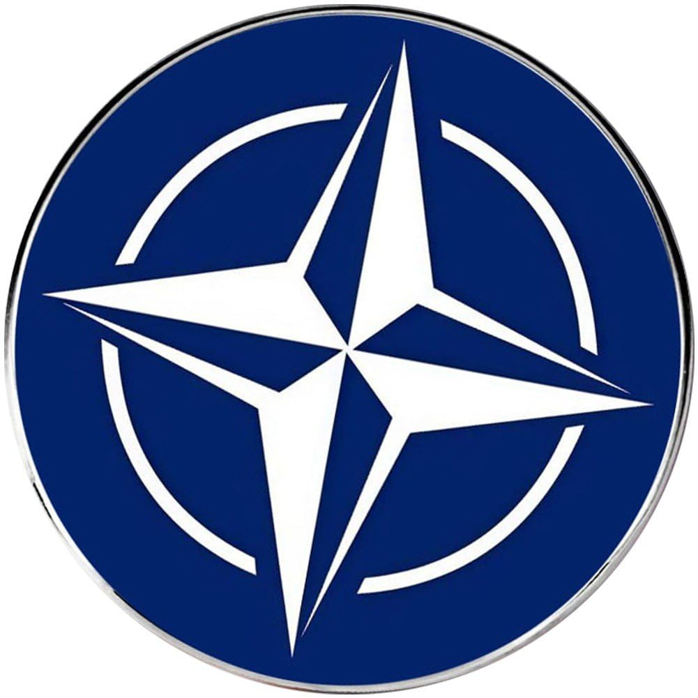 Sslvya Nato Brooch Pin Blue and White Compass Star Design Badge Pins Patriotic Souvenir for Hat Clothes Bag Decoration