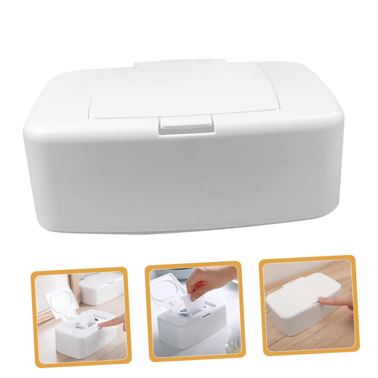 Dispensador Portátil de Toallitas Húmedas Pack de 4 Unidades de Plástico Blanco Almacenamiento Conveniente y Diseño Simple para Coche y Uso al Aire Libre