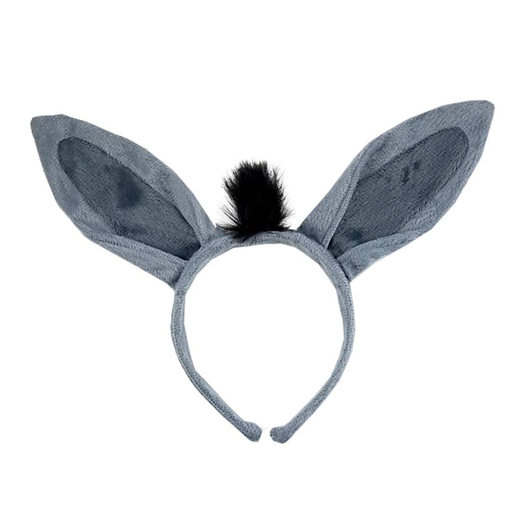 Fentency Dunkey Headband Animal Hair Hoop Faux Dunkey Ears Plush Horse Ears Realistic Halloween Headband Horse Cosplay