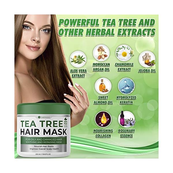 Bellisso-Tea-Tree-Oil-Hair-Mask-Products-for-Dry-Damaged-Hair-Deep-Conditioner-Treatment-Intense-Hydration-Care-and-Protein-Moisture-Repair-for-Women Tea Tree Oil Hair Mask - Deep Conditioner Treatment for All Hair Types - Intense Hydration Care and Protein Moisture Repair for Women and Men