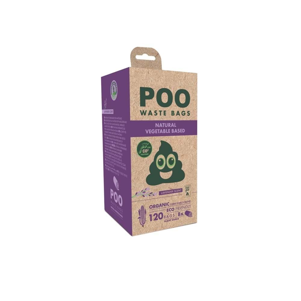 M-Pets Poo Pecal Bag 15 Sheets Lavender Scented 8 Pack