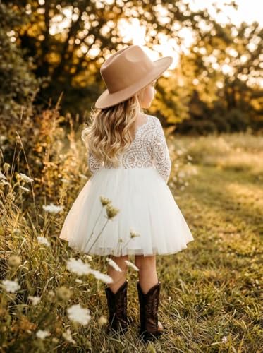 Image of 2Bunnies Girl Peony Lace Back A-Line Straight Tutu Tulle Party Flower Girl Dress