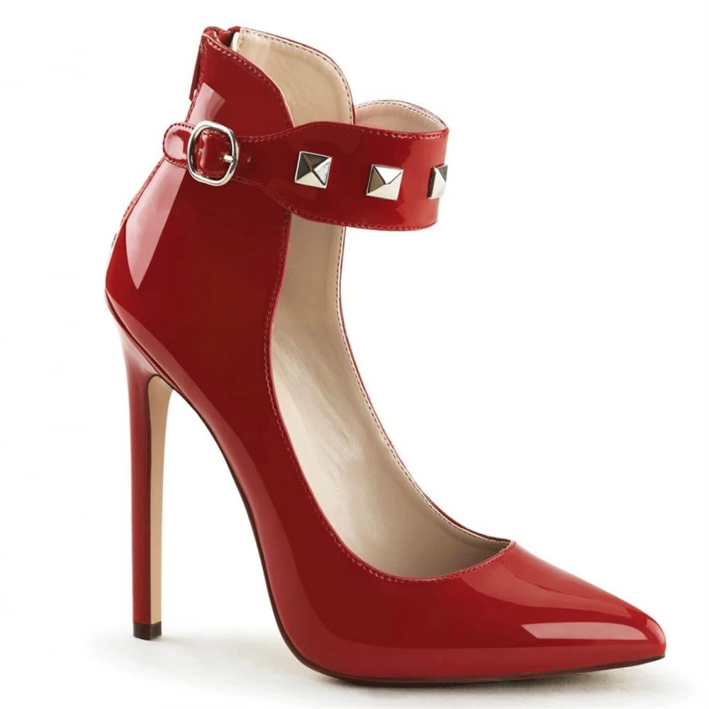 Damskie buty robocze na wysokim obcasie 13 cm z nitami i szpiczastymi noskami