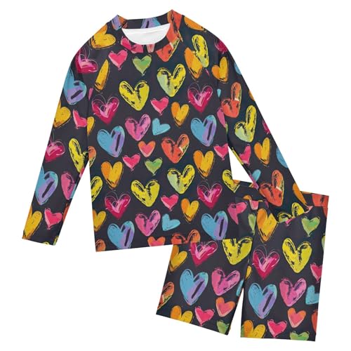 Heart Valentine Toddlers and Baby Boys' Swimsuit Trunk and Rashguard Set B0403423