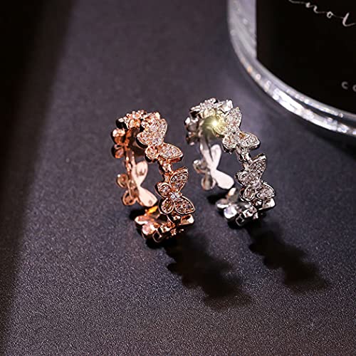 FUTIMELY Butterfly Rings for Women Dainty Crystal Butterfly Finger Ring Silver Rose Gold Adjustable Charm Knuckle Ring4