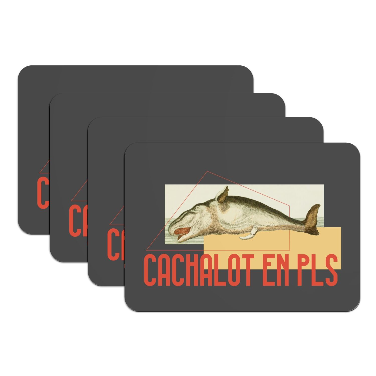 Sets de table cachalot en caoutchouc noir 39,5x28,5 cm x4