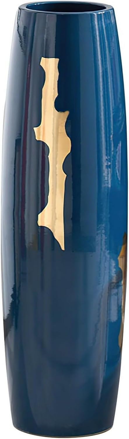 asdchZen Vase Ceramic Flower Vase Tall Floor Vase, Handmade Large Blue Floor Vase For Decorative Branches And Dried Flowers, Home, Living Room, Kitchen, Bedroom,60X20Cm,80x24cm