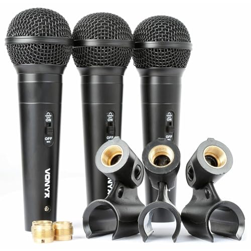 Vonyx Xlr VX1800S Set 3 X Microfono Dinamico Xlr Da Studio, Canto, Palco, Dj Set E Morsetti (Filtro Pop Integrato, Scocca In Metallo, Custodia) - 2